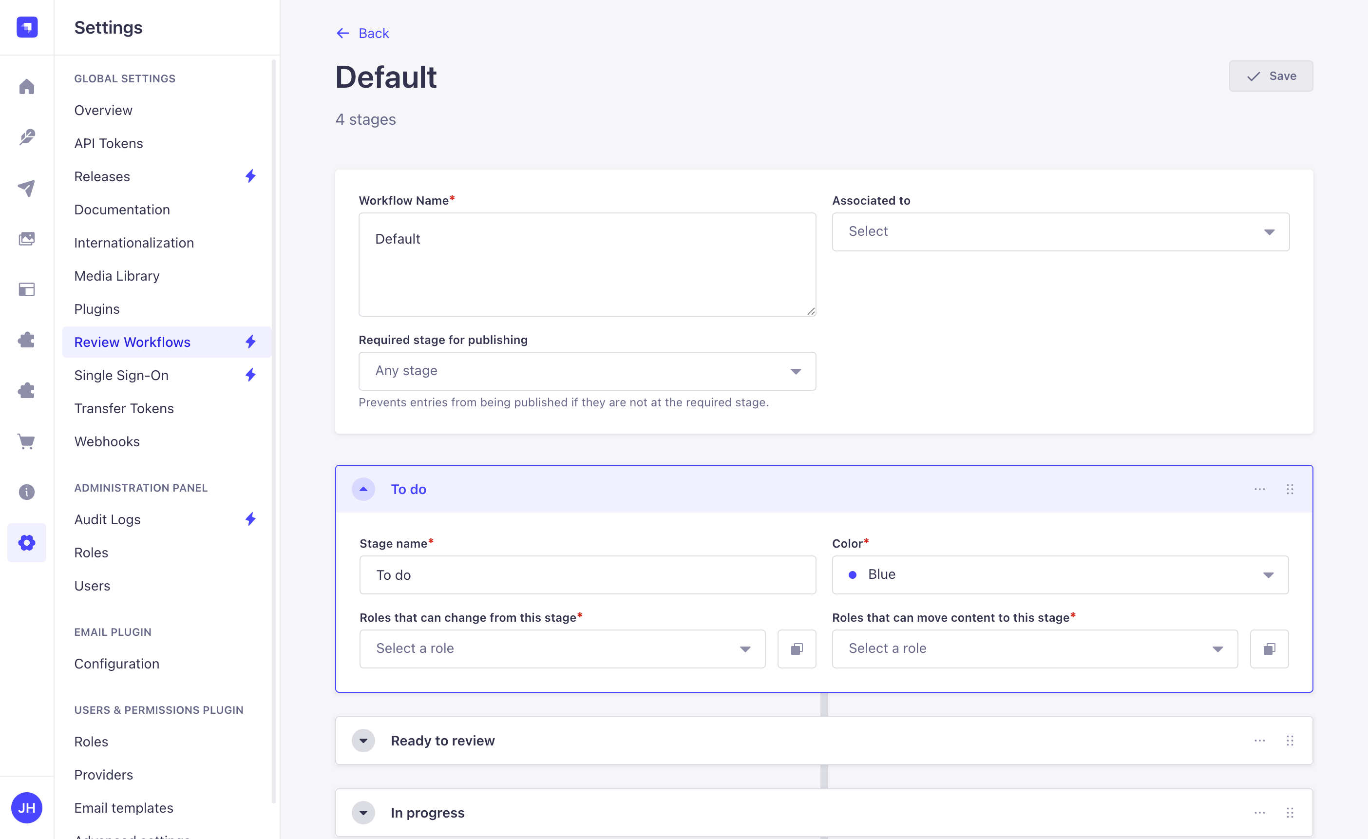 Workflow edit view